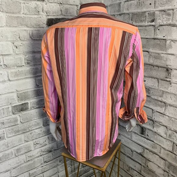 Jack Lipson Sport Casual Striped Print Flip Cuff Shirt - Picture 7 of 13